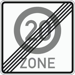  Vorschriftzeichen Verkehrszeichen 274-2-20 Ende einer Tempo 20-Zone 840x840 mm, Alu 2 mm, RA3 12356164