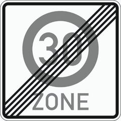  Vorschriftzeichen Verkehrszeichen 274-2 Ende einer Tempo 30-Zone 840x840 mm, Alu 2 mm, RA2 12356579