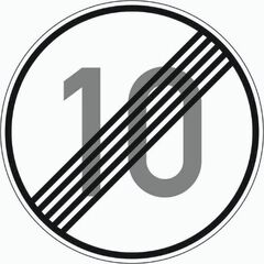  Vorschriftzeichen Verkehrszeichen 278-10 Ende d. zuläss. Höchstgeschwindigkeit 10 km/h, Ø 600mm, Alu 3mm, RA3 12356699