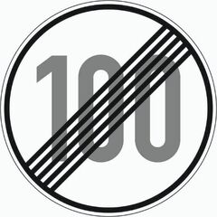  Vorschriftzeichen Verkehrszeichen 278-100 Ende d. zuläss. Höchstgeschwindigkeit 100 km/h, Ø 420mm, Alu 2mm, RA1 12356146