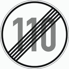  Vorschriftzeichen Verkehrszeichen 278-110 Ende d. zuläss. Höchstgeschwindigkeit 110 km/h, Ø 420mm, Alu 2mm, RA1 12356282