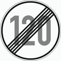  Vorschriftzeichen Verkehrszeichen 278-120 Ende d. zuläss. Höchstgeschwindigkeit 120 km/h, Ø 600mm, Alu 2mm, RA2 12356003