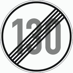  Vorschriftzeichen Verkehrszeichen 278-130 Ende d. zuläss. Höchstgeschwindigkeit 130 km/h, Ø 750mm, Alu 2mm, RA1 12356001