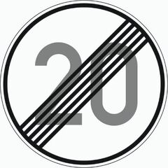  Vorschriftzeichen Verkehrszeichen 278-20 Ende d. zuläss. Höchstgeschwindigkeit 20 km/h, Ø 600mm, Alu 2mm, RA3 12356277
