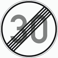  Vorschriftzeichen Verkehrszeichen 278-30 Ende d. zuläss. Höchstgeschwindigkeit 30 km/h, Ø 600mm, Alu 2mm, RA1 12356415