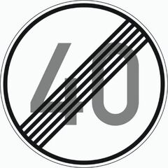  Vorschriftzeichen Verkehrszeichen 278-40 Ende d. zuläss. Höchstgeschwindigkeit 40 km/h, Ø 600mm, Alu 3mm, RA2 12356136