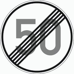  Vorschriftzeichen Verkehrszeichen 278-50 Ende d. zuläss. Höchstgeschwindigkeit 50 km/h, Ø 600mm, Alu 3mm, RA2 12356133