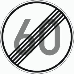  Vorschriftzeichen Verkehrszeichen 278-60 Ende d. zuläss. Höchstgeschwindigkeit 60 km/h, Ø 600mm, Alu 2mm, RA2 12356409