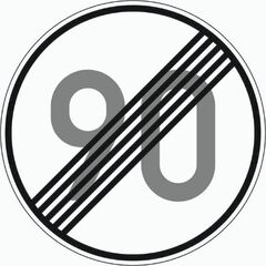  Vorschriftzeichen Verkehrszeichen 278-90 Ende d. zuläss. Höchstgeschwindigkeit 90 km/h, Ø 600mm, Alu 2mm, RA2 12355988