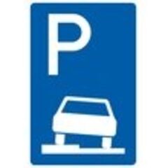  Richtzeichen Verkehrszeichen 315-50 Parken auf Gehwegen, halb in Fahrtrichtung links 630x420 mm, Alu 2 mm, RA1 12359809