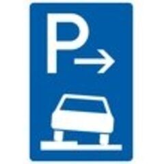  Richtzeichen Verkehrszeichen 315-51 Parken auf Gehwegen, halb in Fahrtrichtung links Anfang 630x420mm, Alu 2mm, RA3 12359516