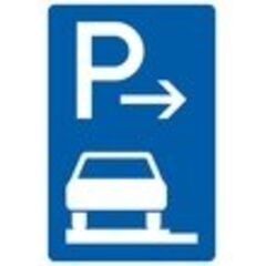  Richtzeichen Verkehrszeichen 315-61 Parken auf Gehwegen, ganz in Fahrtrichtung links Anfang 630x420mm, Alu 3mm, RA2 12358924