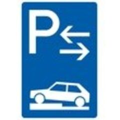  Richtzeichen Verkehrszeichen 315-73 Parken auf Gehwegen, halb quer z. Fahrtrichtung links Mitte 900x600 mm, Alu 2 mm 12358914