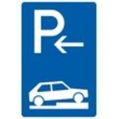  Richtzeichen Verkehrszeichen 315-76 Parken auf Gehwegen, halb quer z. Fahrtrichtung rechts Anfang 900x600 mm, Alu 2 mm 12358912