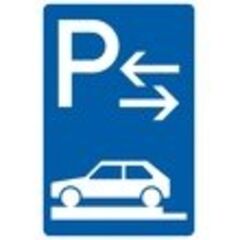  Richtzeichen Verkehrszeichen 315-83 Parken auf Gehwegen, ganz quer z. Fahrtrichtung links Mitte 900x600 mm, Alu 2 mm 12359930