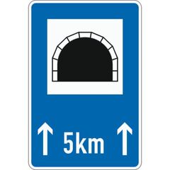  Richtzeichen Verkehrszeichen 327-51 Tunnel m. Längenangabe in km 900x600mm, Alu 2mm, RA1 12359042