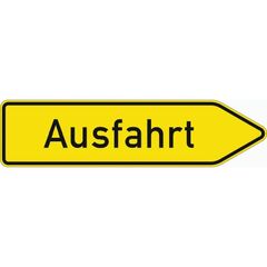  Richtzeichen Verkehrszeichen 333-1 Ausfahrt v. anderen Straßen außerh. d. Autobahn in gelb, rechtsw., 500x2000mm, Alu 2mm, RA1 12359764