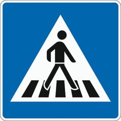 Richtzeichen Verkehrszeichen 350-20 Fußgängerüberweg, Aufstellung links 750x750mm, Alu 2mm, RA2 12359763