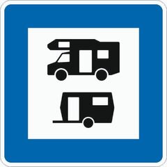  Richtzeichen Verkehrszeichen 365-68 Wohnmobil- u. Wohnwagenplatz 840x840mm, Alu 2mm, RA2 12359739