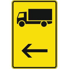  Richtzeichen Verkehrszeichen 422-10 Wegweiser f. Kfz m. einer zul. Gesamtmasse über 3,5t, hier links 630x420 mm, Alu 3mm, RA2 12359442