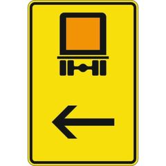  Richtzeichen Verkehrszeichen 422-12 Wegweiser f. kennzeichnungspfl. Fahrzeuge mit gefährl. Gütern, hier links 900x600 mm, Alu 2mm, RA3 12358855