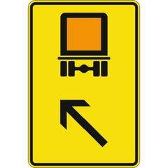  Richtzeichen Verkehrszeichen 422-13 Wegweiser f. kennzeichnungspfl. Fahrzeuge mit gefährl. Gütern, links einordnen 630x420 mm, Alu 3mm, RA2 12359583