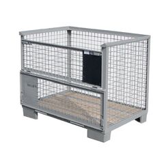  Gitterbox-Paletten müba-EUR-Gitterboxpalette mit Holzboden und Klappe, Maße 1,20x0,80x0,80m, lackiert 12444620