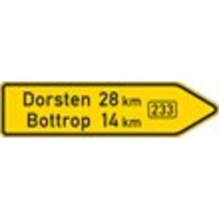  Pfeilwegweiser Verkehrszeichen 415-20 Pfeilwegweiser auf Bundesstraßen, rechtsw., 600x2250 mm, RA1, Alu 2 mm 12360050