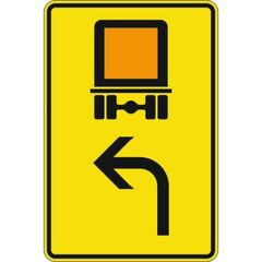  Richtzeichen Verkehrszeichen 442-11 Vorwegweiser f. kennzeichnungspfl. Fahrzeuge m. gefährlichen Gütern, linksw. 1260x840mm, Alu 3mm, RA2 12359564