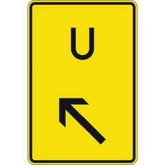 Richtzeichen Verkehrszeichen 455-1-12 Ankündigung od. Fortsetzung d. Umleitung, links einordnen 900x600 mm, Alu 2 mm, RA2 12358967