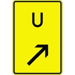  Richtzeichen Verkehrszeichen 455-1-22 Ankündigung od. Fortsetzung d. Umleitung, rechts einordnen 630x420 mm, Alu 2 mm, RA1 12359840