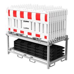  Mobile Absturzsicherung Schake Schrankenzaun-Set, ohne Lampenadapter, Folie Typ 1, rot/weiß 12449895