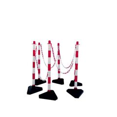  Kettenständer Schake Kettenständer-Set mit 6 Pfosten weiß/rot, Fußplatten dreieckig 12450720