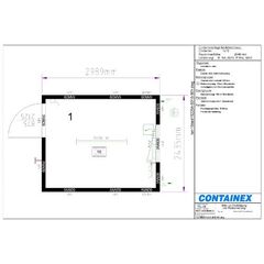  Bürocontainer Containex BÜRO- /MANNSCHAFTSCONTAINER - RIH 2,54m - 2,989m lang inkl. zementg. Boden - blau 12465619