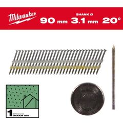  Nägel und Klammern Milwaukee Rundkopf-Nägel 20° 90mm SC1 (1.750) 12465015