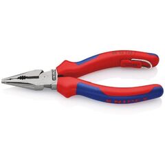  Spitz-Kombizangen KNIPEX 08 22 145 T Spitz-Kombizange mit Mehrkomponenten-Hüllen, mit integrierter Befestigungsöse zum Anbringen einer Absturzsicherung schwarz atramentiert 145 mm 12381054