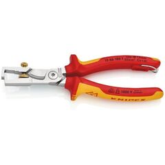  KNIPEX StriX® Abisolierzangen mit Kabelschere KNIPEX 13 66 180 T StriX® Abisolierzangen mit Kabelschere isoliert mit Mehrkomponenten-Hüllen, VDE-geprüft; mit integrierter isolierter Befestigungsöse zum Anbringen einer Absturzsicherung verchromt 180 mm 12380367