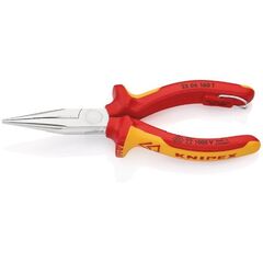  Flachrundzangen mit Schneide (Radiozangen) KNIPEX 25 06 160 T Flachrundzange mit Schneide (Radiozange) isoliert mit Mehrkomponenten-Hüllen, VDE-geprüft; mit integrierter isolierter Befestigungsöse zum Anbringen einer Absturzsicherung verchromt 160 mm 12380838