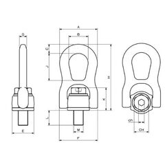  Anschlagwirbel mit Gelenk CARTEC® Anschlagwirbel mit Gelenk (drehbar), GK10, M18x27, 2000 kg (90°)/3000 kg (0°) 12403133