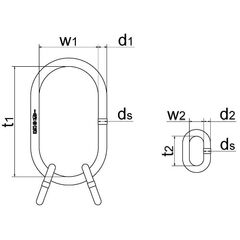  Übergroße Aufhängeringe/-köpfe, für Einfachkranhaken DIN 15401, für 2-strängig Sonder-Aufhängekopf, GK8, A30 260x140mm 12401283