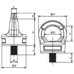  Ringschrauben, variabel, kugelgelagert, mit Schlüssel CARTEC® Ringschraube mit Imbusschlüssel (drehbar-kugelgelagert), GK10, M12, 750 kg (90°)/750 kg (0°) 12403413