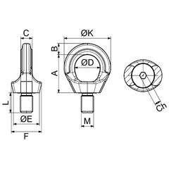  Ringschrauben HT, variabel, ohne Schlüssel CARTEC® Ringschraube HT ohne Imbusschlüssel (drehbar), GK10, M16, 1500 kg (90°)/4000 kg (0°) 12403376