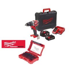  Akku Schlagbohrschrauber Milwaukee Kompakt-Bürstenloser Akku Schlagbohrschrauber M18CBLPD-422C, 2 x Akku, Ladegerät, HD Box 12428248
