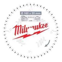  Kreissägeblätter Holz Milwaukee Kreissägeblätter für Handkreissägen 160/20 Z48 Wechselzahn 12442337