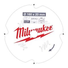  Holz Milwaukee Kreissägeblätter für Handkreissägen 160/20 Z4 Diamant 12442339
