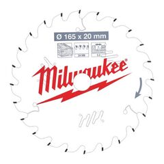  Kreissägeblätter Holz Milwaukee Kreissägeblätter für Handkreissägen 165/20 Z24 Wechselzahn 12442345
