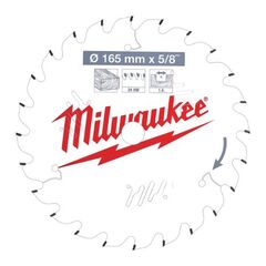  Kreissägeblätter Holz Milwaukee THIN KERF Kreissägeblätter für Akku-Handkreissägen 165/5/8 Z24 Wechselzahn 12442340