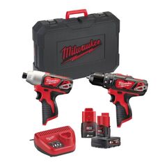  M12 Milwaukee M12 Powerpack BPP2B-421C: Akku-Schlagbohrschrauber, Akku-Schlagschrauber, 2x Akku 2 / 4 Ah, Ladegerät, Transportkoffer 12443222