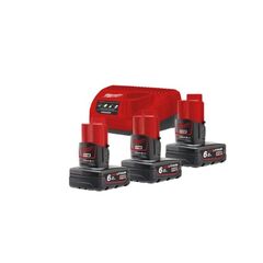  Akkus und Ladegeräte Kits Milwaukee 3 Akkus + Ladegerät M12 NRG-603, im Karton 12443201