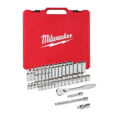  Ratschen- und Steckschlüssel-Sets Milwaukee 3/8" Ratschen- und Steckschlüsseleinsatz Set 56-tlg. metr. 12444101